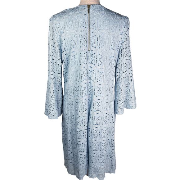 RN Studio by Ronnie Nicole Stretch Lace Bell Sleeve A-Line Shift Dress Blue 16 - Picture 6 of 9